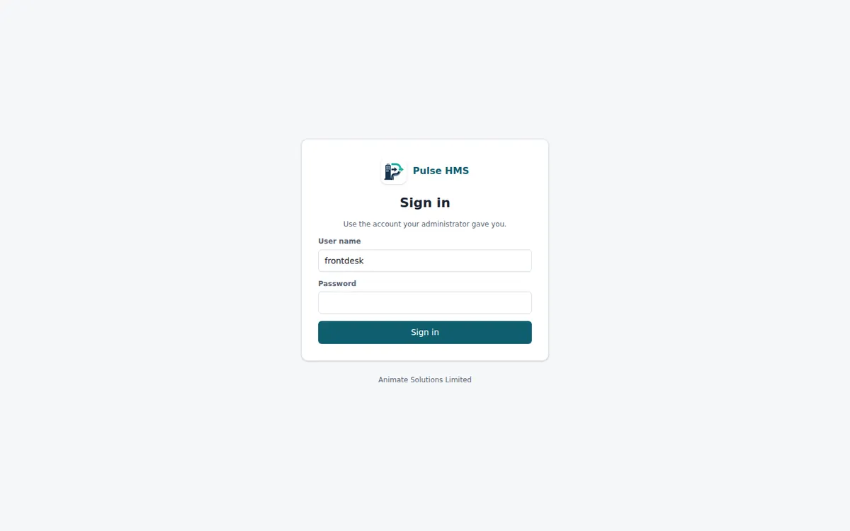 The Sign in page